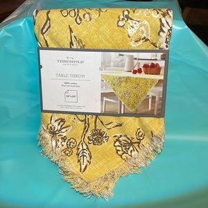 NWT Threshold Table Throw 50”x50” Yellow & Brown